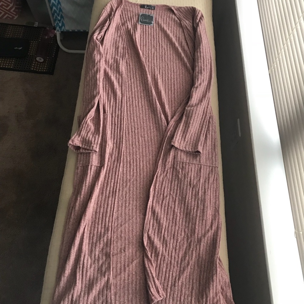 Mauve colored super long cardigan